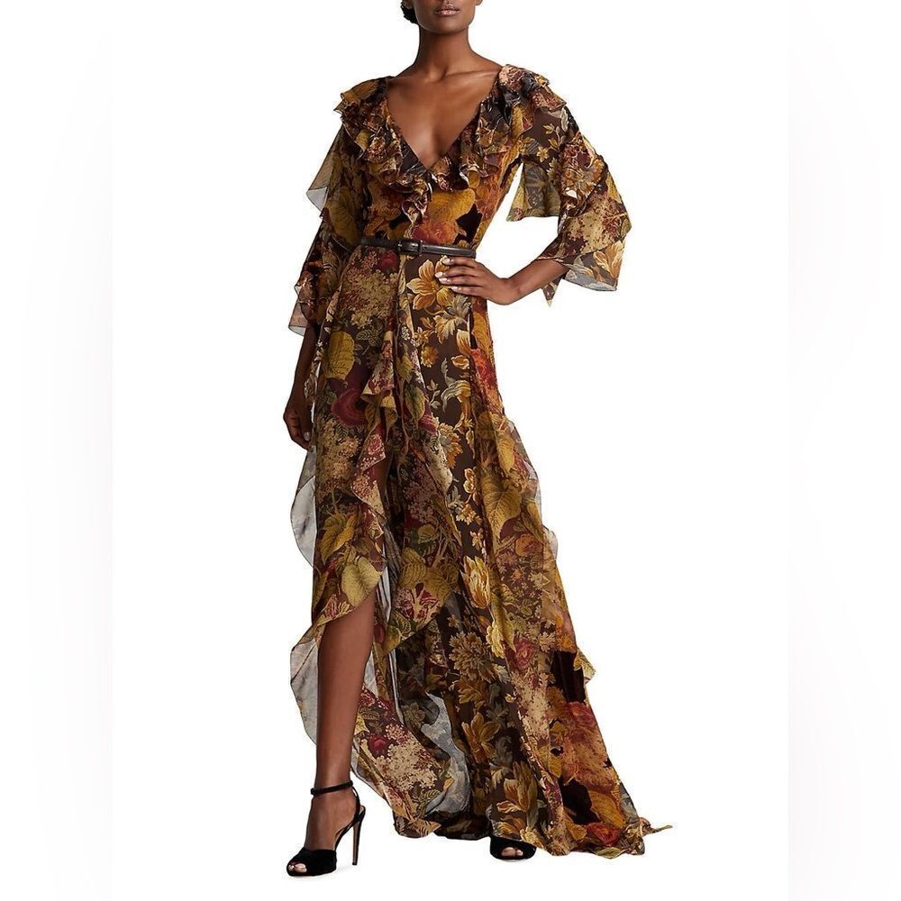 Ralph Lauren Fall 2022 Collection Deklan Floral Print Silk Day Dress - Picture 10 of 17